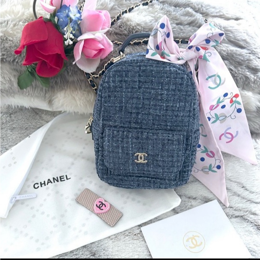 Chanel backpack! With twilly and hair Baret!